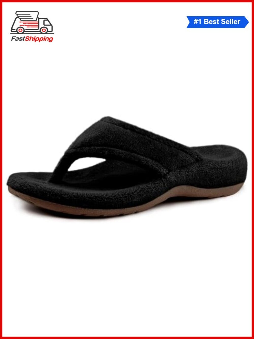 Orthopedic Fuzzy Flip Flop Slippers Arch Support Plantar Fasciitis